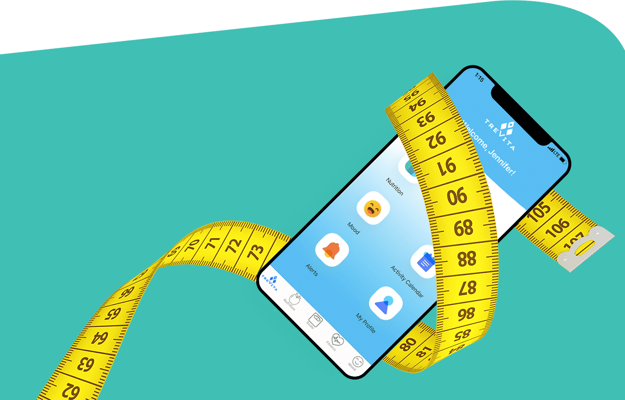 A graphic image featuring a tape measure wrapped around a smartphone, symbolizing precise planning and modern technology.